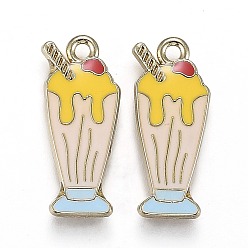 Желтый Легкие позолоченные подвески из ювелирной эмали, мороженое, желтые, 21x9.5x2.5 мм, отверстие : 1.7 мм