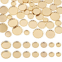 Золотой 60 шт. 6 стиль 304 оправы из нержавеющей стали, кружева края ободок чашки, плоско-круглые, золотые, 10 шт / стиль