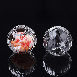 Clear Handmade Blown Glass Globe Bottles, for Glass Vial Pendants Making, Pumpkin, Clear, 16x14~15mm, Half Hole: 5mm