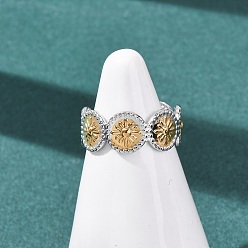 Золотой & Цвет Нержавеющей Стали 304 открытые кольца манжеты из нержавеющей стали, цветок, без свинца, без кадмии и без никеля, золотые и нержавеющая сталь цвет, 8 мм, внутренний диаметр: 17 мм