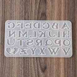 Белый Силиконовые формы для подвесок, формы для литья смолы, алфавит, белые, 105x188x5 мм, отверстие : 1.4 мм