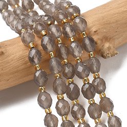 Серый агат Природные Серый агат бисер нитей, граненые, рис, с бисером, 7.5~8x6~7.5 мм, отверстие : 0.8~1 мм, около 36~40 шт / нитка, 15.55~15.75'' (39.5~40 см)