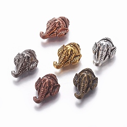 Mixed Color Tibetan Style Alloy Beads, Elephant, Mixed Color, 20x13.7x8mm, Hole: 1.8mm
