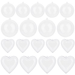 Clear Transparent Plastic Big Pendants, Heart & Round, Clear