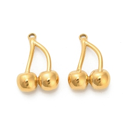 Вишня 304 подвески из нержавеющей стали, ионное покрытие (ip), реальный 18 k позолоченный, вишня, 24.5x15.5x7.5 мм, отверстие : 1.6 мм