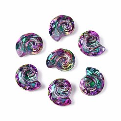 Темная Орхидея 140 брелоки из гальванического стекла, формы раковины, темные орхидеи, 14x12x5.5 мм, отверстие : 1~1.5 мм