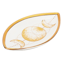 Золотистый Поднос для украшений из фарфора, Подставка для хранения серег, ожерелья, браслета, глаз с луной, золотые, 90.5x151x20 мм
