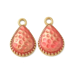 Светло-Коралловый Ионное покрытие (ip) 304 подвески из нержавеющей стали, с эмалью, реальный 18 k позолоченный, очарование слезы, свет коралловый, 22x14x3.5 мм, отверстие : 2.5 мм