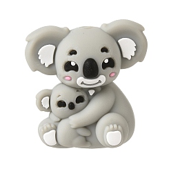 Koala Силиконовые бусины на день матери, фокусные бусы, серые, коала, 27x25.5x16.5 мм, отверстие : 2.5 мм