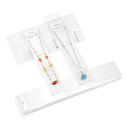Белый 120шт. бумажные карточки для демонстрации ювелирных изделий (ожерельев), прямоугольные, с 120шт. прямоугольными целлофановыми пакетами OPP с застежкой сверху для хранения, белые, 19.5x4x0.05 см