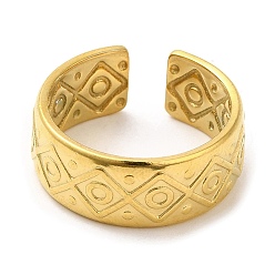 Золотой 304 открытые манжеты из нержавеющей стали, шаблон тотема, золотые, размер США 7 (17.3 мм)