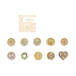 Желтая Старая Ткань  Бумажная наклейка с изображением, тисненая рельефная наклейка с огнестойкой лаковой печатью конверта, старое кружево, 29~34.5x29~32.5x0.5 мм