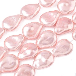 Pink Гальванизированное непрозрачное стекло имитация жемчужных нитей, слеза, с покрытием AB цвета, розовые, 19~20x15~15.5x6~7 мм, отверстие : 0.8~1 мм, около 21 шт / нитка, 15.67'' (39.8 см)