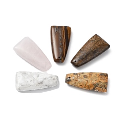 Смешанные камни Природные смешанные подвески драгоценных камней, трапециевидные подвески, 39.5~40x20~20.5x8~8.5 мм, отверстие : 1.4 мм