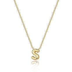 Letter S Латунные ожерелья с цепочкой-подвеской в форме коробки для женщин, золотые, Письмо с, 16.54 дюйм (42 см)