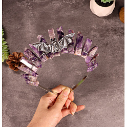 Аметист Резинки для волос из натурального аметиста, резинки для волос в виде короны летучей мыши, для женщин девушек, 350x150 мм