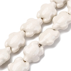 Белый Фарфора ручной работы бисер нитей, черепаха, яркие глазированный фарфор, белые, 17x14x8 мм, отверстие : 1.8 мм, около 22 шт / нитка, 14.3 дюйм (36~37 см)