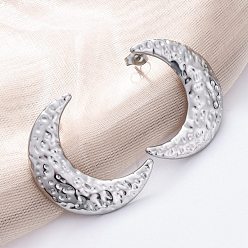 Нержавеющая Сталь Цвет 304 серьги-гвоздики из нержавеющей стали для женщин, луна, слева и справа, цвет нержавеющей стали, 32x23 мм