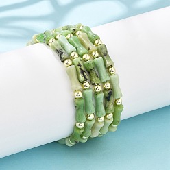Другие Нефриты Натуральный австралийский нефрит/хризопраз бусины эластичные браслеты для мужчин и женщин, бамбук, с гальваническим покрытием из синтетических немагнитных гематитовых бусин, внутренний диаметр: 2-1/8~2-1/8 дюйм (5.3~5.5 см)
