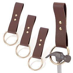 Coconut Brown PU Leather & Alloy Rings O Buckle Belt Hammer Holder, Medieval Costume Accessory, Coconut Brown, 158mm