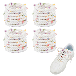 Круглые 4 пары хлопковых шнурков в радужную полоску, украшения для обуви, круглые, 1200~1220x7 мм