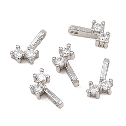 Платина Латунные микро проложить кубического циркония прелести, платина, 6.5x3.5x2 мм, отверстие : 0.8 мм