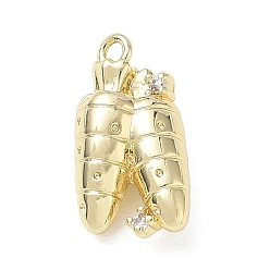 Chapado en Oro Real 18K Latón micro pavimenta claro colgantes de circonio cúbico, encantos de zanahoria, real 18 k chapado en oro, 16x8x5.5 mm, agujero: 1.2 mm