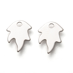 Stainless Steel Color Non-Tarnish 201 Stainless Steel Charms, Laser Cut, Maple Leaf, Stainless Steel Color, 10x8x0.5mm, Hole: 1.4mm