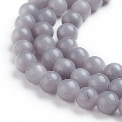 Gray Natural Mashan Jade Round Beads Strands, Dyed, Gray, 4mm, Hole: 1mm, about 98pcs/strand, 15.7 inch