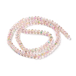 Pink Transparent Electroplate Glass Beads Strands, AB Color, Faceted Lantern, Pink, 6x4.5mm, Hole: 1.4mm, about 98pcs/strand, 17.72''(45cm)