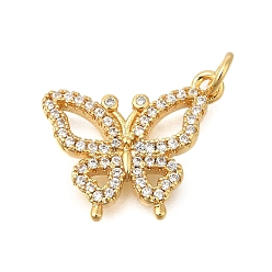 Прозрачный Стойка металлическая латунная микропрофилированная кубическая циркония подвески, долговечный, без свинца и без кадмия, реальный 18 k позолоченный, бабочки прелести, с целью перехода в кольце, прозрачные, 14x17.5x3 мм, отверстие : 3 мм