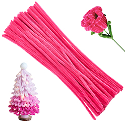 Темно-Розовый 100шт. плюшевые палочки своими руками, стебли синели, трубочисты, материал для детских поделок, темно-розовыми, 300x6 мм