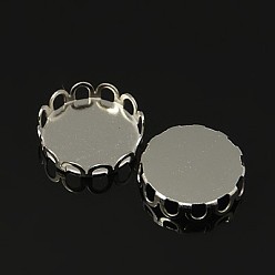Платина Латунный кружевной ободок, кабошон настройки, без кадмия и без свинца, плоско-круглые, платина, 12 мм