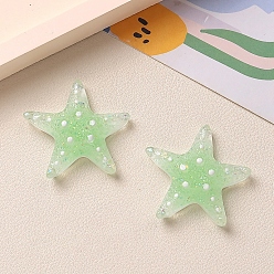 Зеленый лайм Кабошоны из прозрачной смолы градиентного цвета, с блеском порошок, морская звезда, зеленый лайм, 33x34 мм