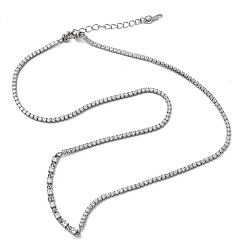 Платина Изготовление теннисного ожерелья с прозрачными кубическими циркониями из латуни., платина, 17.13 дюйм (43.5 см), подходит для горного хрусталя: 1.5мм и 2.5мм, штифты : 0.5 мм