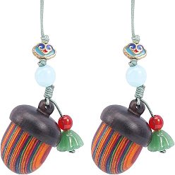 Разноцветный Подвесные украшения из дерева желудя, с шармом в виде стручка лотоса для украшения автомобильной сумки мобильного телефона, красочный, 110 мм