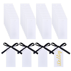 Черный 100 наборы пустых бумажных подарочных этикеток, с лентами, прямоугольные, чёрные, 9x4x0.03 см