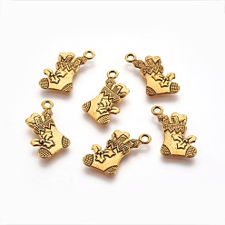 Античное Золото Подвески из сплава , без кадмия и без свинца, рождественский носок, античное золото , 21x13x3 мм, отверстие : 2 мм