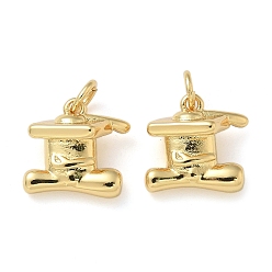 Настоящее золото 18K Стойки обшивки латунные подвески, долговечный, подвески без свинца и кадмия, с целью перехода в кольце, реальный 18 k позолоченный, 11.5x11.5x5.5 мм, отверстие : 3 мм