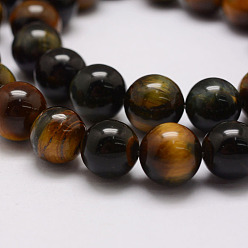 Tiger Eye Natural Tiger Eye Bead Strands, Round, 6mm, Hole: 1.2mm, about 69pcs/strand, 14.9 inch~15.5 inch