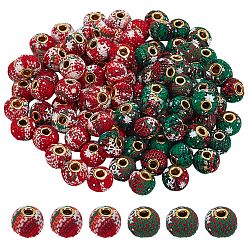 (52) Непрозрачная лаванда 100 шт. 2 цветные полиэстеровые европейские бусины, бусины с большим отверстием, с латунным внутренним сердечником, рондель, Новогодняя тема, разноцветные, 15x12.5 мм, отверстие : 4 мм, 50 шт / цвет