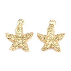 Doré  Pendentifs en alliage, charmes d'étoiles de mer, crémaillère plaquage, sans cadmium et sans plomb, or, 22x18.5x4.5mm, Trou: 1.8mm
