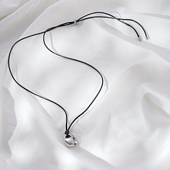 Нержавеющая Сталь Цвет Минималистичные подвески-капли из нержавеющей стали с черным шнуром из искусственной кожи для женщин, цвет нержавеющей стали, 15.75 дюйм (40 см)