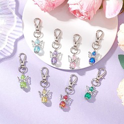 (52) Непрозрачная лаванда 8шт. ангел акриловые подвесные украшения, с сплава шарнирного когтя омара застежками, разноцветные, Кулон : 28.5x18x10 мм