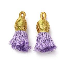 Лиловый Хлопковые подвески с кисточками, полиэстером, сирень, 32~37x11~12 мм, отверстие : 2x4.5 мм