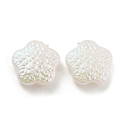 Blanc Perle d'imitation en plastique ABS, irisation, fleur, blanc, 14.5x14.5x4.5mm, Trou: 1.5mm