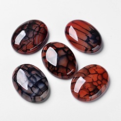 (123L) Белый крем непрозрачный блеск Естественный дракон вен кабошоны, плоский зад, овальные, окрашенные, огнеупорный кирпич, 30x22x7 мм