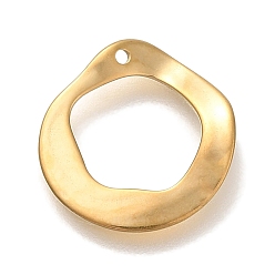 Настоящее золото 18K Вакуумное покрытие pvd 304 подвески из нержавеющей стали, кольца очарование, реальный 18 k позолоченный, 15x15x1 мм, отверстие : 0.9 мм