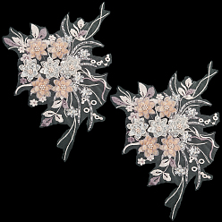 Сливовый Полиэстер, акрил, стразы, аппликация, вышивка, АБС-пайетки, на основе железа, цветок, слива, 400x290x5.5 мм