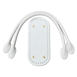 Белый Pu кожа вязание крючком овальные сумки дно и ручки сумки, белые, 520мм(с рукотворным словом)